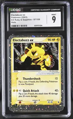 CGC 9 MINT Electabuzz ex 2003 EX Ruby & Sapphire 97/109 Holo Pokemon Card - Image 1