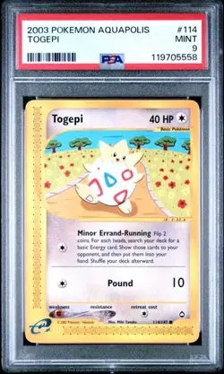 TOGEPI #114 PSA 9 • 2003 POKEMON AQUAPOLIS GRADED MINT CARD - Image 1