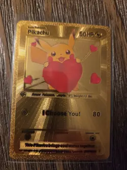 Pokemon Pikachu with Hearts GOLD Foil Fan Art Collector Card - 60 HP - Image 1