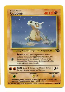 1999 Cubone Basic Pokemon Card 50/64 Jungle Edition - Image 1