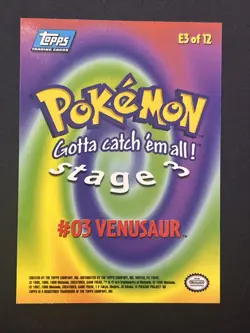 Pokemon Topps Card - Venusaur E3 of 12 Non Holo Blue Label - Image 2
