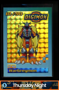 1999 BANDAI DIGIMON COLLECIBLE CARD WARGREYMON HOLO CARD ID #90 - Image 1