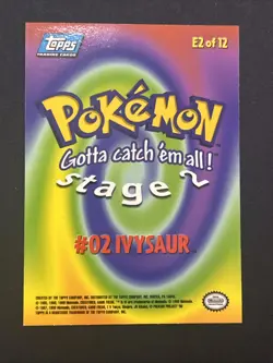 1999 Topps Pokemon Card TV Animation Edition #02 Ivysaur E2 of 12 Blue Logo - Image 2