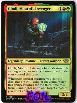 Gimli, Mournful Avenger FOIL 209 Rare The Lord of the Rings NM MTG - Image 1