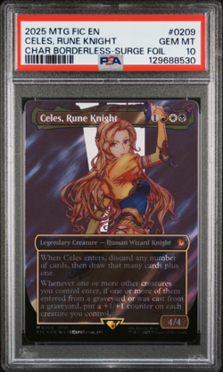 PSA 10 MTG Celes, Rune Knight Surge Foil 209 Final Fantasy Borderless GEM FICFF6 - Image 1