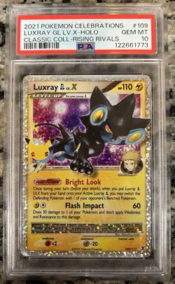 2021 POKEMON CELEBRATIONS CLASSIC COLL #109 LUXRAY GL LV.X-HOLO PSA 10 - Image 1