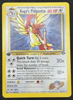 Pokemon Card - Koga's Pidgeotto Gym Challenge 27/132 Rare 1st Edition LP/MP - Image 1
