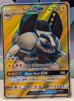 Pokemon TCG Alolan Golem GX 102/111 - Crimson Invasion - Full Art Ultra Rare LP - Image 1