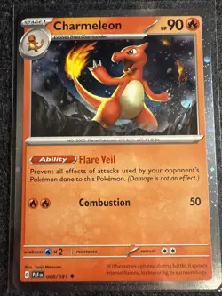 Charmeleon 008/091 Paldean Fates Cosmos Holo Rare Pokemon TCG MINT - Image 1