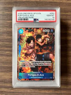 2025 ONE PIECE OP08-052 ROYAL BLOOD PORTGAS D ACE TREASURE RARE PSA 10 GEM MINT - Image 1