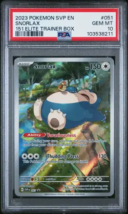 2023 POKEMON SVP EN-SV BLACK STAR PROMO 151 ELITE TRAINER BOX SNORLAX PSA 10 - Image 1