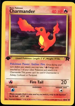 Pokemon TCG Charmander Team Rocket 1st Edition 50/82 LP - Image 1