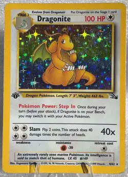 Dragonite - 4/62 - Pokemon Fossil 1st Edition Holo Rare Card WOTC SP - Image 1