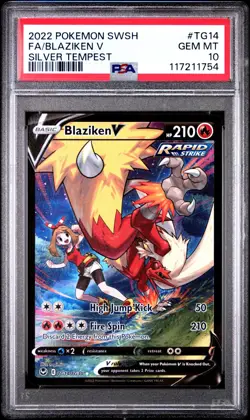 2022 POKEMON SWORD & SHIELD SILVER TEMPEST #TG14 FULL ART/BLAZIKEN V PSA 10 - Image 1