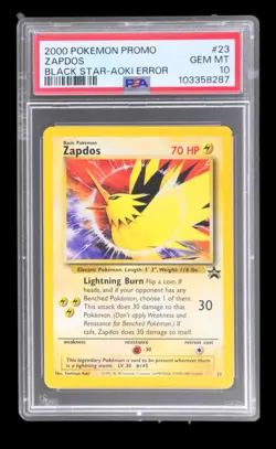 Pokemon TCG Black Star Promo Zapdos "Aoki" Error WOTC 2000 PSA 10 - Image 1