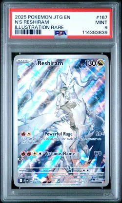 2025 POKEMON JTG EN-JOURNEY TOGETHER ILLUSTRATION RARE #167 N'S RESHIRAM PSA 9 - Image 1