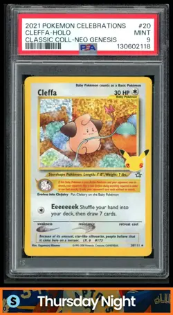 2021 POKEMON SWSH CELEBRATIONS #20 CLEFFA HOLO CLASSIC COLLECTION NEO GEN PSA 9 - Image 1