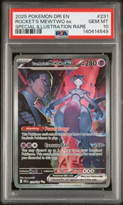 2025 POKEMON DRI EN-DESTINED RIVALS #231 TEAM ROCKET'S MEWTWO EX PSA 10 - Image 1