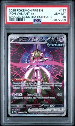 2025 POKEMON PRE EN-PRISMATIC EVOLUTIONS #157 IRON VALIANT EX PSA 10 - Image 1
