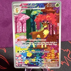 Pokemon Sawsbuck 166/162 SV05: Temporal Forces Holo Illustration Rare 130 HP - Image 1