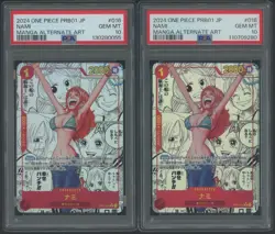 Lot of (2) 2024 One Piece PRB01 JPN #016 Nami Manga Alt Art PSA 10 GEM MINT - Image 1