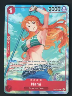 One Piece OP01 Romance Dawn Nami Rare Pre-Errata OP01-016 En Alpha " Reveal 1 " - Image 1