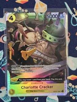 One Piece TCG English OP03-108 Charlotte Cracker SR Foil Full Art NM - Image 1