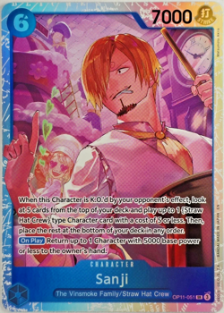 One Piece TCG Sanji OP11-051 Fist of Divine Speed Full Art Super Rare Holo - Image 1