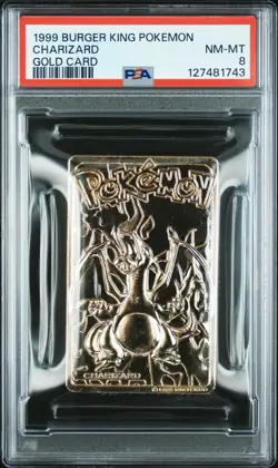 1999 BURGER KING POKEMON GOLD METAL CARD CHARIZARD PSA 8 NM-MINT LOW POP! - Image 1