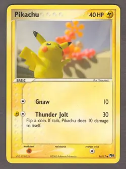Pikachu 16/17 POP Series 2 Promo Pokemon Card 2005 DAMAGED / CREASED - Image 1