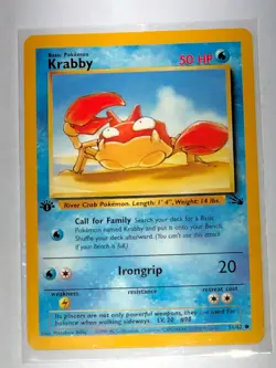 Krabby #51/62 1st Edition Fossil Pokemon Card 1999 WOTC - Image 1