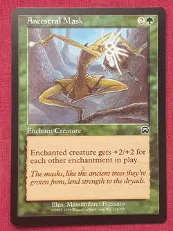 Magic The Gathering MERCADIAN MASQUES ANCESTRAL MASK green card MTG - Image 1
