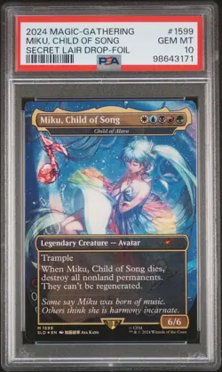 2024 MTG SECRET LAIR DROP #1599 MIKU, CHILD OF SONG PSA 10 - Image 1