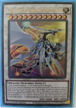 YuGiOh Cosmic Quasar Dragon Ultra Rare 1st Edition DUNE-EN037 - Image 1