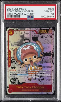 2024 ONE PIECE EB01-EXTRA BOOSTER -MEMORIAL COLL- #006 TONY TONY CHOPPER PSA 10 - Image 1