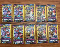 Lot of 10 Pokemon Unified Minds Sun & Moon 3 Card Mini Booster Packs - Image 1