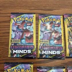 Lot of 10 Pokemon Unified Minds Sun & Moon 3 Card Mini Booster Packs - Image 2
