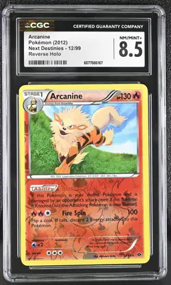 CGC 8.5 Arcanine 2012 Next Destinies 12/99 Reverse Holo Pokemon Card - Image 1