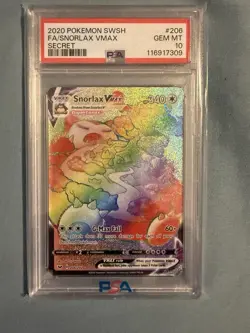 Pokemon Snorlax VMAX 206/202 Full Art Rainbow Secret PSA 10 Gem Mint - Image 1