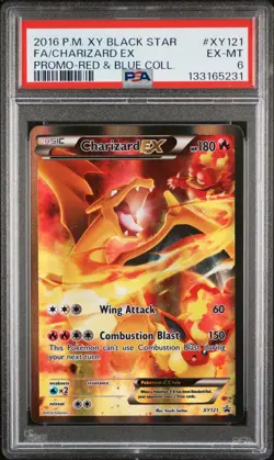 2016 POKEMON XY BLACK STAR PROMO RED & BLUE COLL FULL ART/CHARIZARD EX PSA 6 - Image 1