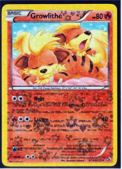 2013 GROWLITHE RC4/RC25 Legendary Treasures Pokemon Radiant Collection HOLO (G3) - Image 1