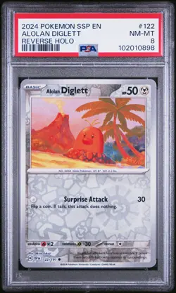 2024 POKEMON SSP EN #122 ALOLAN DIGLETT PSA 8 POP 2 SURGING SPARKS - Image 1