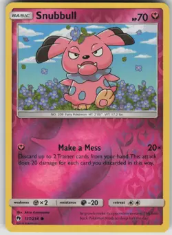 Pokemon TCG Snubbull Common Reverse Holo SM - Lost Thunder 137/214 - Image 1