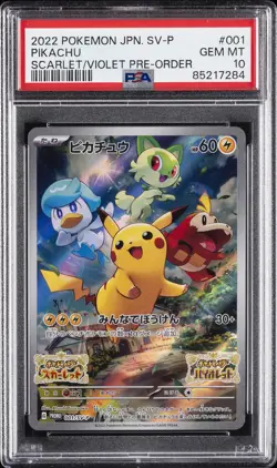 2022 POKEMON JPN SV PROMO SCARLET & VIOLET PRE-ORDER #001 PIKACHU PSA 10 - Image 1