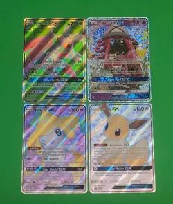 Pokemon NM Alternate Full Art GX's Lot Of 4 Eevee, Jirachi, Tapu Lele, Lurantis - Image 2