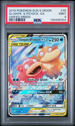 2019 POKEMON SUN & MOON UNIFIED MINDS #35 SLOWPOKE & PSYDUCK GX PSA 9 - Image 1