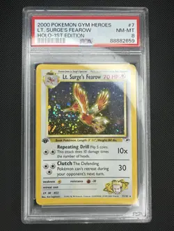 Pokemon TCG Lt. Surge's Fearow 1st Edition Holo Rare Gym Heroes PSA 8 NM-MT - Image 1