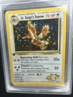 Pokemon TCG Lt. Surge's Fearow 1st Edition Holo Rare Gym Heroes PSA 8 NM-MT - Image 2