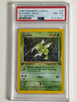 1999 Pokemon 1st Edition Jungle Scyther Holo PSA 8 NEAR MT - Image 4