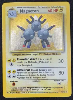 Pokemon TCG Magneton Base Set Holo Rare 9/102 MP - Image 1
